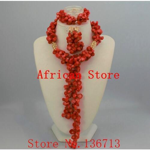 Wonderful gold color African Coral Beads Jewelry Set Nigerian Beads Necklace African Costume Jewelry Set HD333-1