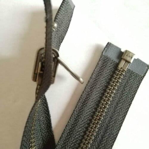 5# 50cm Vintage Silver Metal YKK Zipper Black Single OPEN END FOR Leather COAT Jacket Sewing Accessories