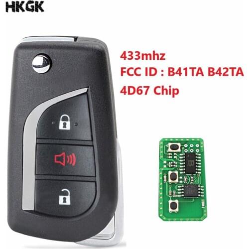 3 Buttons Remote Car Key Fob For Toyota Camry Corolla Hilux 3 Buttons 4D67 433.92mhz FCC ID : B41TA B42TA