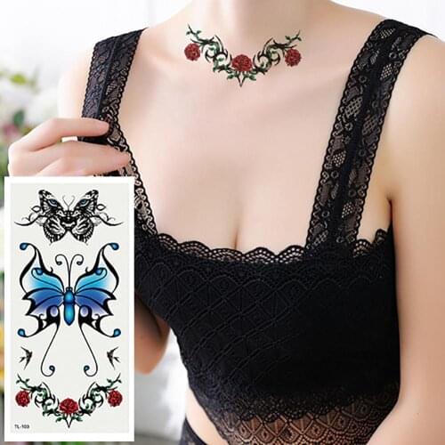 2 Sheets Women Sexy Flower Temporary Tattoo Sticker Body Decor Decal Waterproof