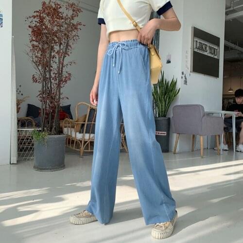 2021 Long Pants Jeans Women Girl Wide Leg Pants Spring Autumn Summer Casual Loose Fashion Streetwear