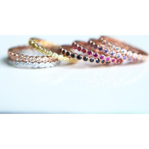 Fashion new arrival Full cz band 925 sterling silver micro pave cz three colors zirconia eternity band rings