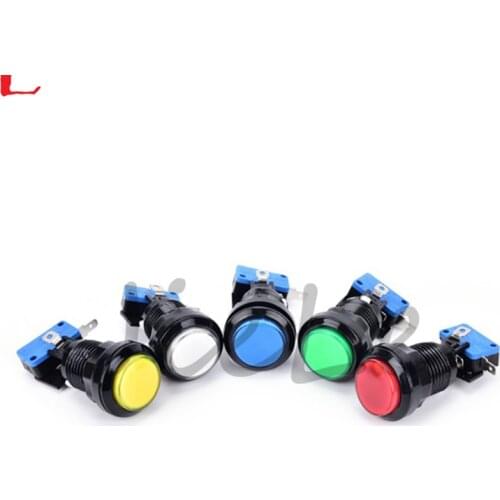 10 Pcs / lot DIY Arcade Parts 5 Colors 30mm Small Black Rim LED Illuminated Push Button With Micro Switch for Arcade Video Game