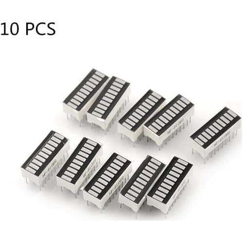 10pcs/lot Smart Electronics LED Bar Graph Display Ultra Bright Red 10 Segment Digital Tube 2.5 X 1.0 X 1.5 Cm