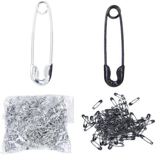 1000Pcs Lovely Black silver Safety Pins Findings Black,Silver colors 19mm