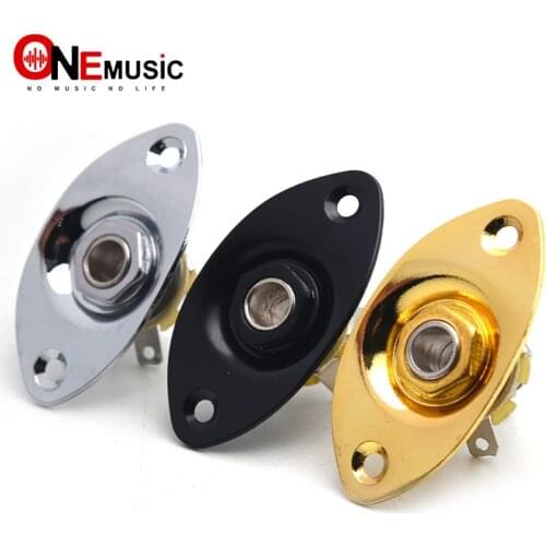 12pcs Cat Eyes Jack Plate 1/4" Guitar Jack 6.35mm Output Input Plug Socket for Electric Guitar Black Gold Chrome