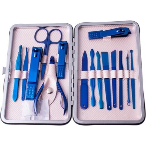 15Pcs/Set Professional Nail Clipper Kit Stainless Steel Pedicure Scissors Tweezer Knife Ear Pick Manicure Set