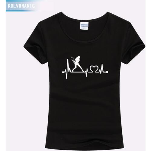 KOLVONANIG 2018 Funny Ladies Rackets Heartbeat Lifeline Printed T-Shirt Women Slim Short Sleeve T Shirts Girl Tee Shirt TO-46