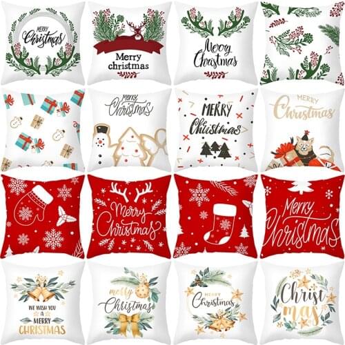 45cm*45cm Merry Christmas Cushion Cover Pillowcase 2021 Christmas Decorations For Home Xmas Noel Ornament Happy New Year 2022