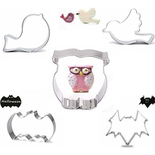 5Pcs/set Bird Bat Stainless Steel Cookie Cutter Mold Biscuit Fondant Cutter Cake Decorating Tool Halloween ZH036 Gift