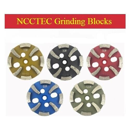 4'' inch 8-segments Diamond grinding block shoes pad for concrete marble granite | 100mm metal bond sintered Silver welding