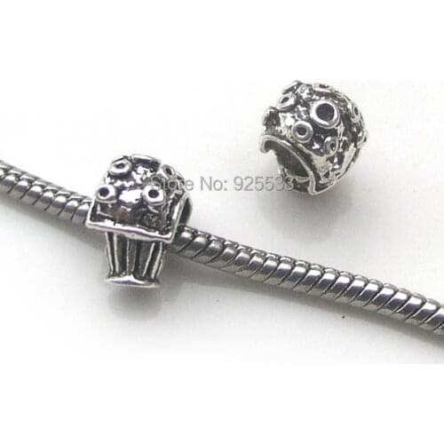 Free Shipping 50pcs 9.5x11.5x8mm antique silver plated color alloy new big hole beads fit European bracelet necklace DIY