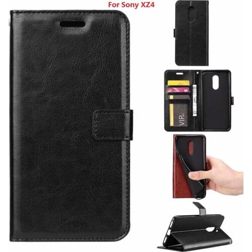 10pcs/lot case For Sony XZ4 crazy horse Wallet Leather PU cover Case For Sony XA3