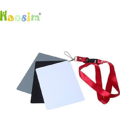 3 in 1 Pocket-Size Digital Camera 18% White Black Grey Balance Cards with Neck Strap for Digital Photography