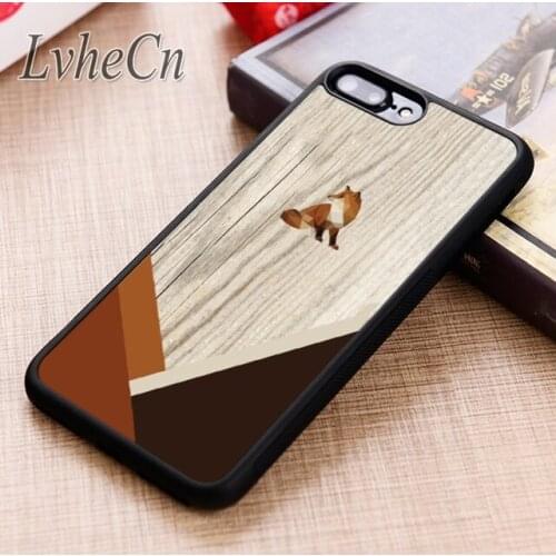 LvheCn Fox Animals Wood phone Case cover For iPhone 5 6 6s 7 8 plus X XR XS max 11 12 Pro Samsung Galaxy S7 edge S8 S9 S10