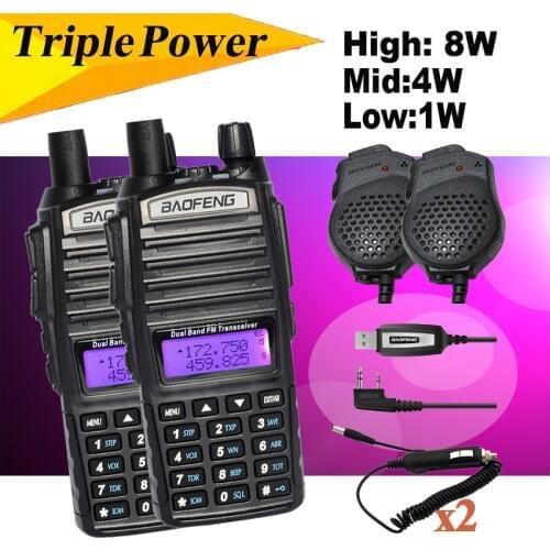 Ships from RU/CN! 2 pcs Black BaoFeng UV82 Walkie Talkie 8W 10KM 136-174MHz & 400-520MHz Two Way Radio Baofeng UV-82 Ham Radio