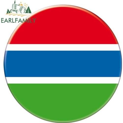 EARLFAMILY 13cm x 13cm Auto Moto Bike Suitcase Laptop Flag Round Gambia Decal Reflective Car Sticker