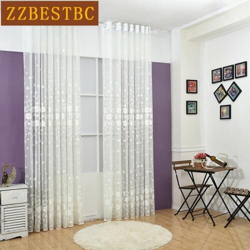 European Upscale lace jacquard Tulle curtains for Living Room White yellow pink Voile Curtain for Bedroom Window sheer kitchen