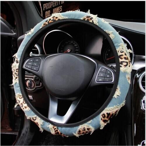 Hot Universal Car Steering Wheel Cover Leopard Pattern For Women Girls 37-38cm Auto Steering Wheel Cover Protector