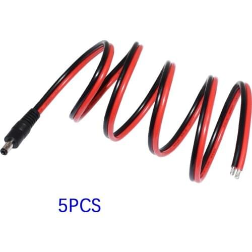 DC Power Pigtail Cable, 12V 15A Male Connectors for CCTV Security Camera and Lighting Power Adapter by 2.5mm x 5.5mmUltra Thick