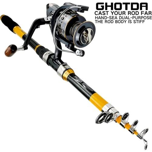 Fishing Rod Reel Combo Portable 2.1-3.6M Sea Fishing Rod and 12+1BB Metal Spool Spinning Reel Set