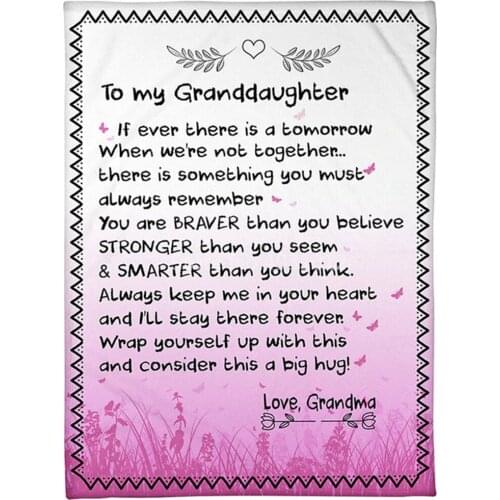Letter to My Granddaught Love Print Coral Fleece Blanket Grandma Gift Custom Premium Plush Quilt Kids Sofa Blankets