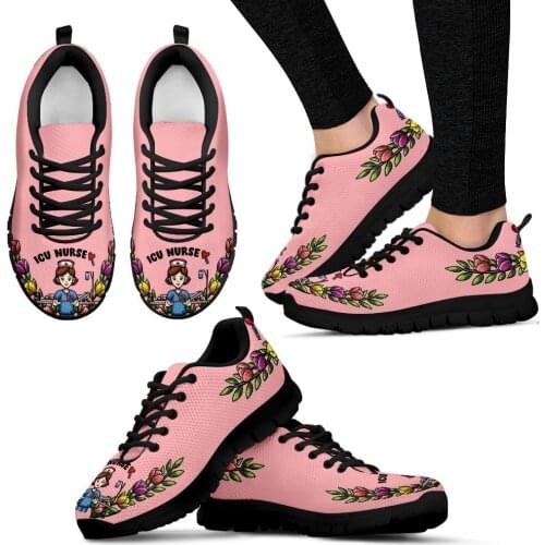 WHEREISART Cute Girls Nurse Print Flats Sneakers Women Nursing For Ladies Casual Spring Air Mesh Ladies Shoes 46 Dropshipping