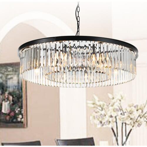 Round Shape Crystal Chandelier Lighting Lustres Luminaires Hanging Light for Restaurant Crystal American Style Lamp