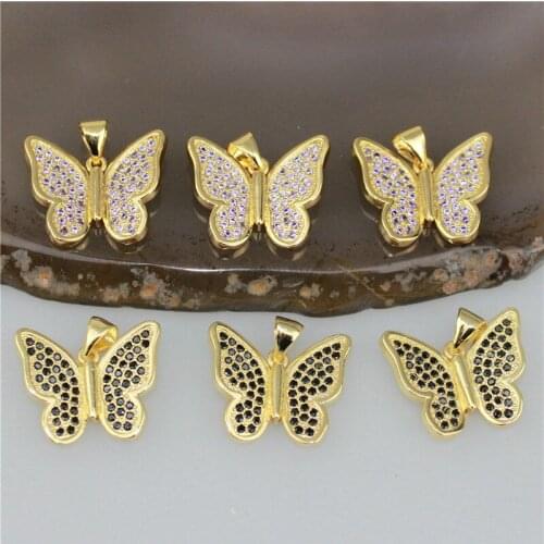 20*16mm 20pcs/lot High quality cz pendant,colorful butterfly shape cubic zircon charm, bracelet/necklace component wholesale