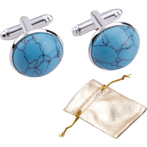 2pcs Metal Howlite Blue stone Cufflinks Mens Shirts Cufflinks Groom Wedding Business Shirt XK00116
