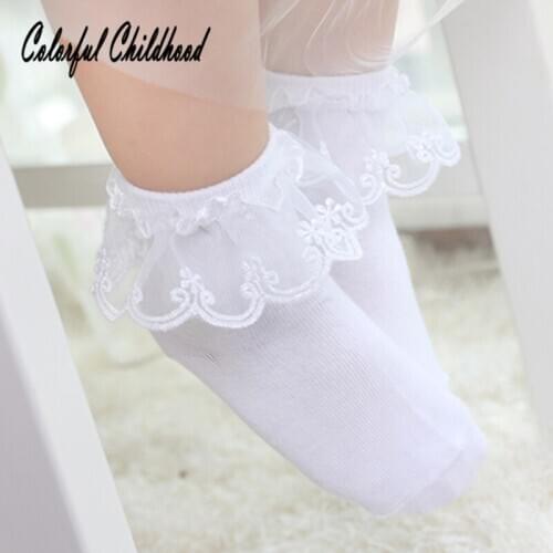 Sweet baby girls socks ruffles lace princess socks for kids toddler ankle socks newborn children legwarmers calcetines de bebe