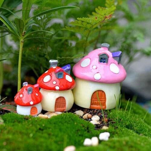 Cute DIY Resin Fairy Garden Craft Decoration Miniature Micro Gnome Terrarium Mediterranean House Mushroom Castle Gift