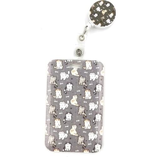 Cartoon Cats Fashion Women Card Holder Lanyard Colorful Retractable Badge Reel Nurse Doctor Student Exhibition ID Card