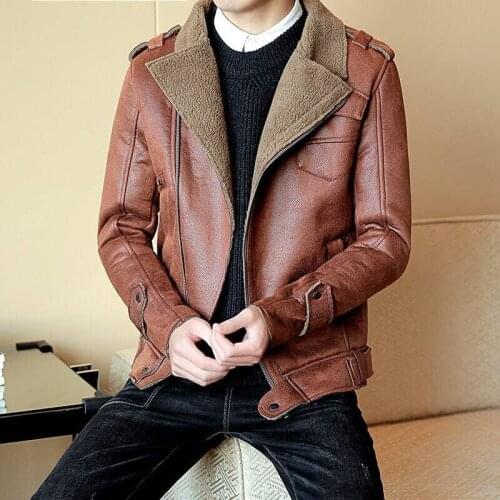 2021 Men Autumn Winter Fashion Short Faux Leather Jackets Men Thicken Warm Leather Coats Male Long Sleeve Slim Outwear O519