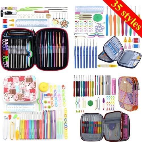35 Styles New Set Crochet Hook Set With Yarn Knitting Needles Sewing Tools Set Knit Gauge Stitch Holder Hook For Knitting