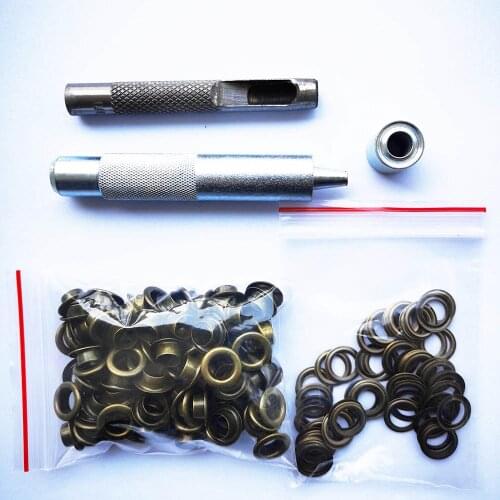 ​100Set 4mm ~ 20mm Green Bronze Eyelets and Eyelet Punch Die Tool Set for Leathercraft Clothing Shoes Belt Bag Grommet Banner