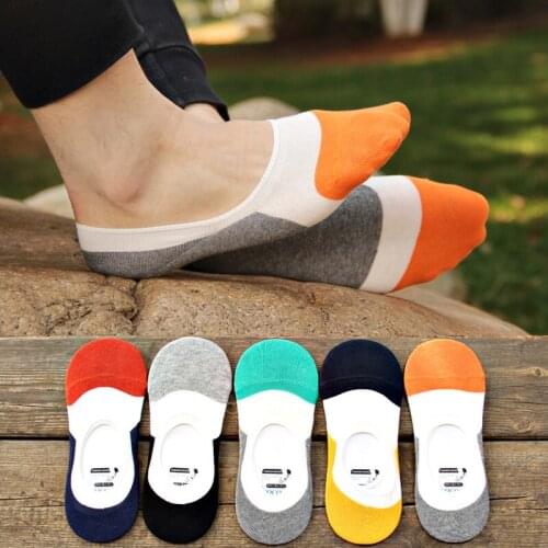 Spring and Summer Korean Beanie Socks Non-slip Silicone Invisible Socks Boat Socks Men Pure Cotton Men Round Socks Mens Socks