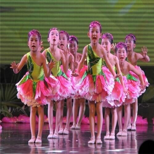 New Childrens Day Chinese perform Costumes Kids Showcase Jasmine Dance Dresses Petal Clothing Stage Performance Clothing