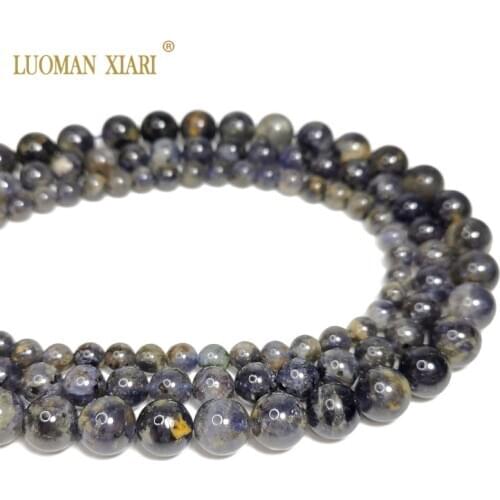Wholesale Top AAA 100% Natural Iolite Round Natural Stone Beads For jewelry Making DIY Bracelet Necklace 6/ 8/10MM