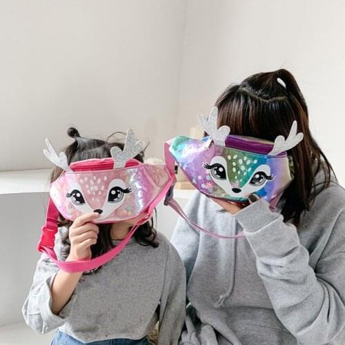 Portable Elk Print Waist Bag Fanny Pack Pouch Sport Belt Hip Chest Crossbody Shoulder Purse for Kids Children