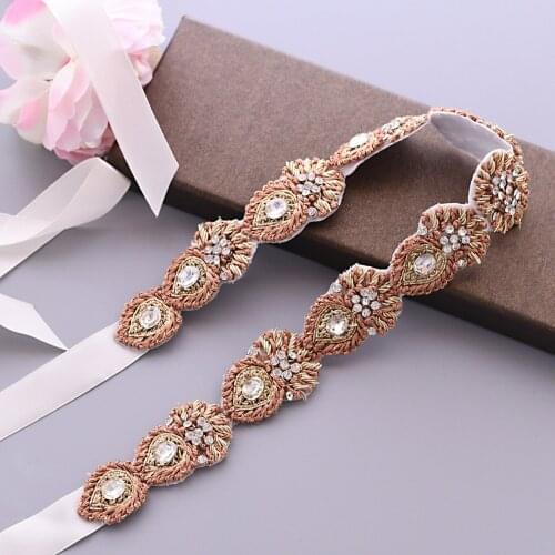 ZMS436 Handmade Weave Wedding Belt with Diamond-Studded Bride Sash Women Party Prom Evening Dresses Accessories