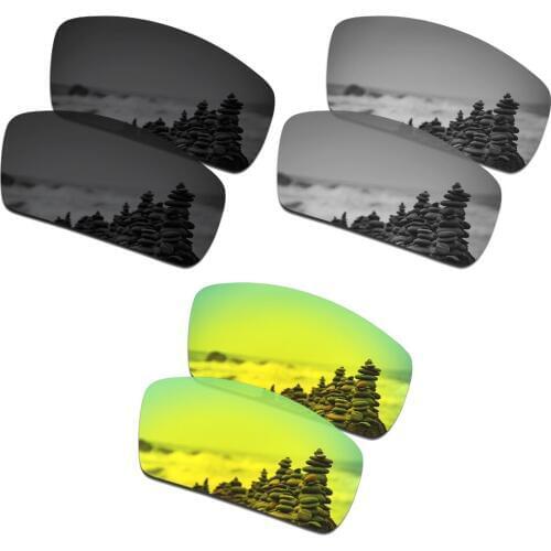 SmartVLT 3 Pairs Polarized Sunglasses Replacement Lenses for Oakley Canteen 2006 Stealth Black and Silver Titanium and 24K Gold