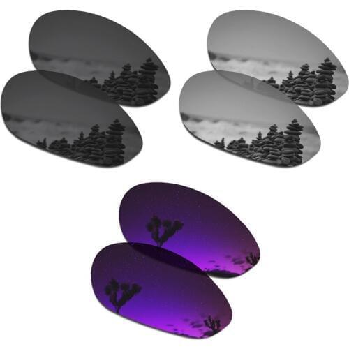 SmartVLT 3 Pairs Polarized Sunglasses Replacement Lenses for Oakley Minute 2.0 Stealth Black & Silver Titanium & Plasma Purple