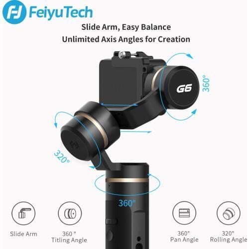 FeiyuTech G6 Handheld Gimbal Camera Stabilizer WiFi Blutooth for Gopro Hero 8/7/6/5 Sony RX0 4k Splashproof Action Camera