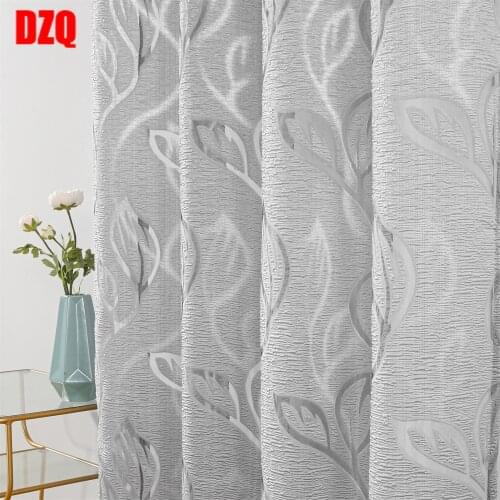 Tulle Curtains for Living Room Sheer Curtains for the Bedroom Home Decoration Curtain Drapes Window Privacy Curtain Grey Leaves