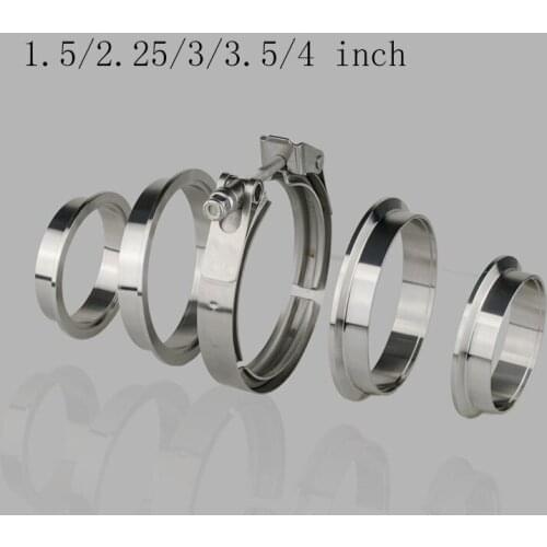 Stainless Steel V-Band Clamp 1.5/2.25/3/3.5/4 inch V Band Flange for Exhaust Pipes Downpipe Car Exhaust System