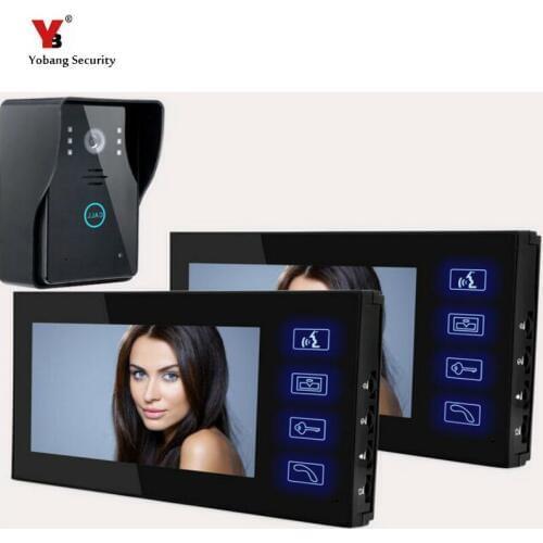 Yobang Security Video intercom Doorbell System Handset doorbell with touch button 1-camera 2-monitor Night Vision door intercom