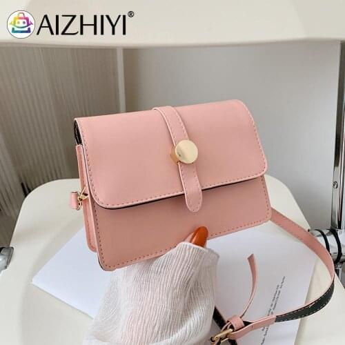 Vintage Women Pure Color PU Leather Shoulder Crossbody Messenger Bags Casual Ladies Small Purse Handbags