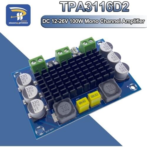 XH-M542 TPA3116 D2 TPA3116DA DC 12V 24V 100W Mono Channel Digital Power Audio Amplifier Board TPA3116D2 Large Capacity Board