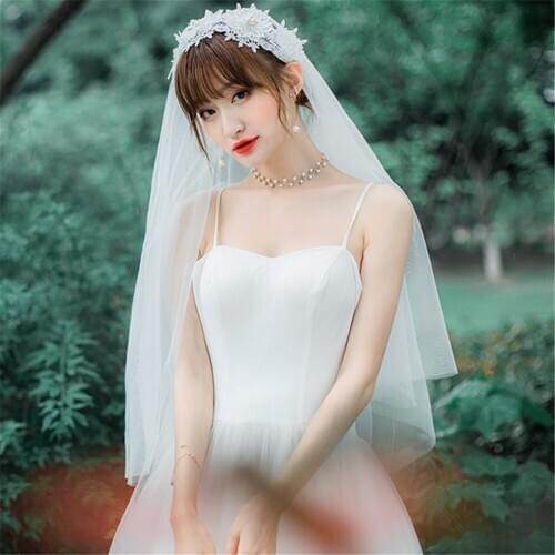 YUNUO Soft Tulle 2 Tiers Elbow Length Wedding Bridal Veil with Hair Band 85cm